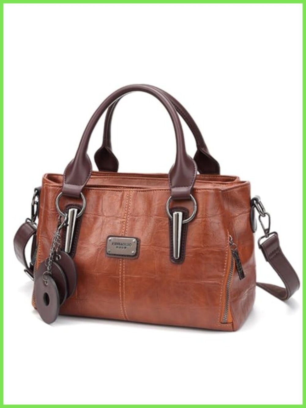 Vegan Leather Satchel Tote Bag with Compartments